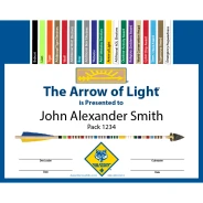Free Arrow of Light Personalized Award Certificate